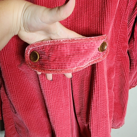 J. Jill Pink Corduroy Velvet Button Front Jacket Pockets Size 1X - Picture 7 of 16